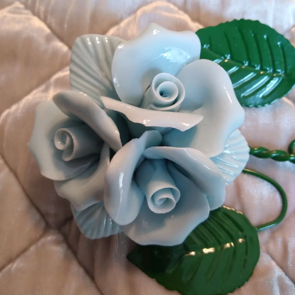 Floral Wall Hook with Blue Roses New